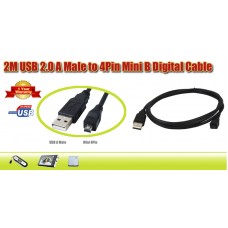 BLACK USB 2 TO MINI B 4 PIN DIGITAL CAMERA CABLE